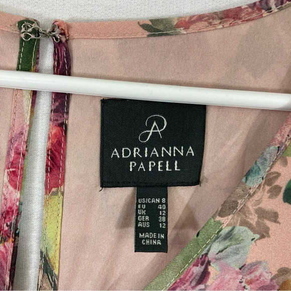Adrianna Papell Floral Layered V-Neck Dress size 8 - Picture 2 of 12